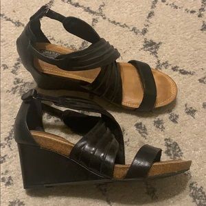 Black wedge sandals